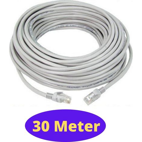 Câble réseau Cat5e gris de 30 m - Câble Internet, réseau Ethernet LAN, connexion filaire