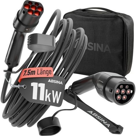 Absina Ladekabel 11 kW 7,5 m Typ 2 Stecker Mobile Ladegeräte (1/3)