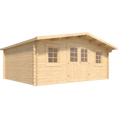 FOREST STYLE - Cobertizo de Jardín Stelo Modern 17,6 m² (4,45 x 5,10 x 2,30 m) – Madera de Pino Silvestre – Techo de Fieltro Bituminoso – Ventanas Oscilobatientes – Puertas de Cristal – Cerradura de A (1/4)