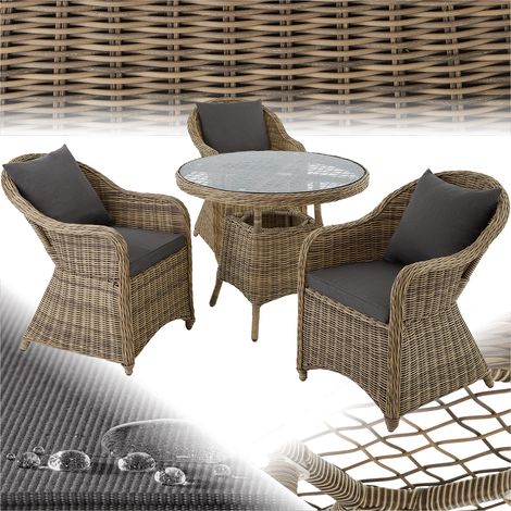 Salon de jardin anti UV en résine tressée et aluminium marron naturel (1/5)