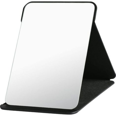 Schminkspiegel, tragbarer Klapptischspiegel, hochauflösender, verstellbarer Klappspiegel aus PU-Leder, leicht zu transportieren, ultradünn und robust, 25,5 x 18 cm (1/4)