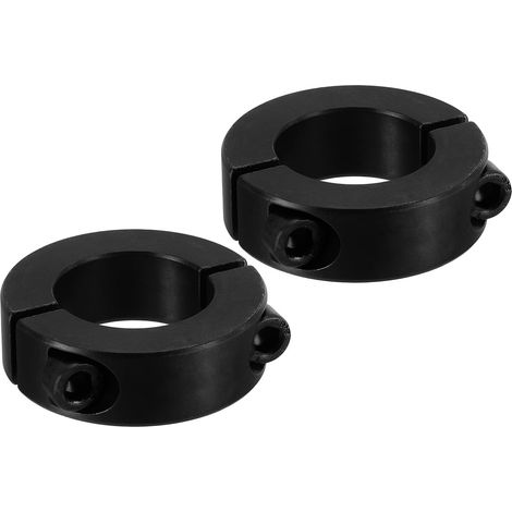 Alésage 28mm Collier de Serrage à Double Fente 48mm OD 26mm Épaisseur, 2 Pcs 45Acier au Carbone Type Collier de Serrage avec Vis de Réglage pour Industrie Machines-Outils, Noir (1/5)