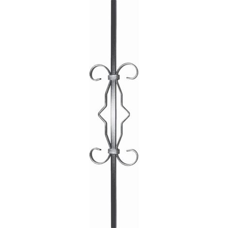Deco Fer Forge – Barreau décoratif en fer forgé à souder – Hauteur 900mm – Largeur 125mm – Section carré 12mm – Volutes symétriques 12x6mm