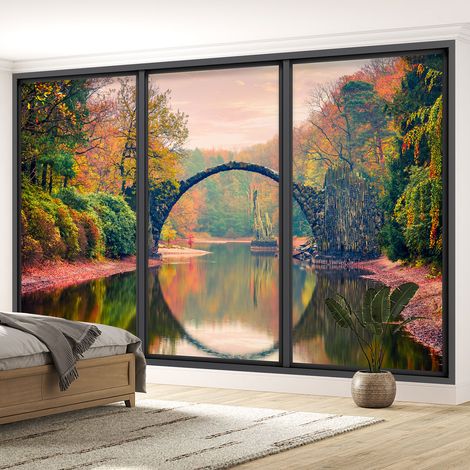Papier peint panoramique Trompe l'oeil baie vitrée - Pont du Diable - 291 - 130 cm x 78 cm (1/5)