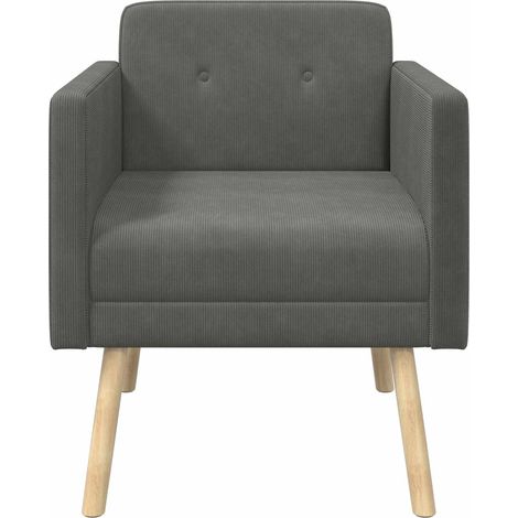 vidaXL Sillón auxiliar Gris oscuro Tela de Pana (1/2)