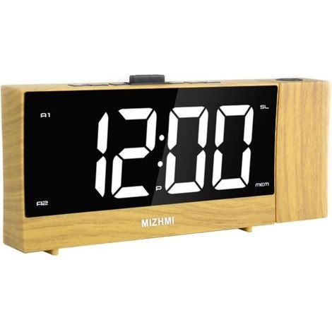 Wall clock with timer and FM projection function. Desk clock with date, temperature and day of the week display, ideal for the bedroom or office. (1/3)