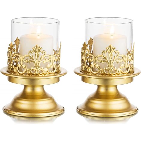 Retro Bougeoirs - Decorative Métal Cheminée pour Centre de Table à Manger Champetre Noel Fête Mariage Bapteme Paques Anniversaire Fiancaille Halloween (1/5)