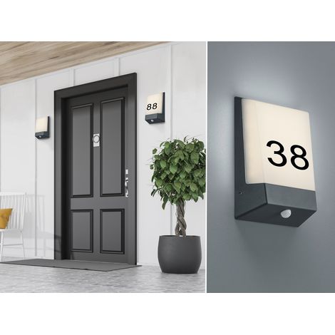 2er Set LED Hausnummernleuchten mit Dämmerungssensor, Anthrazit (1/5)