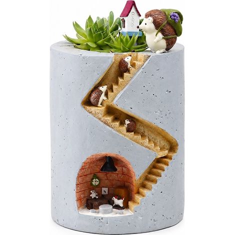 Pot de fleurs hydroponique créatif en résine pour plantes succulentes, idéal pour la maison, le jardin ou le bureau. (1/4)