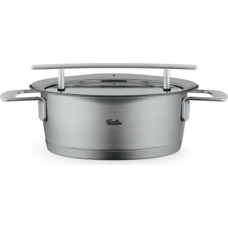 Fissler Casseruola Bassa Phi Collection 20 cm 2.3 Litri con Coperchio in Vetro Acciaio Inox