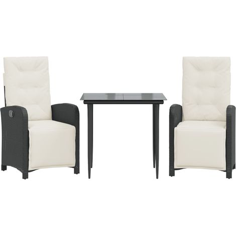 Maison Exclusive - Set da Bistrò 3 pz con Cuscini Nero in Polyrattan