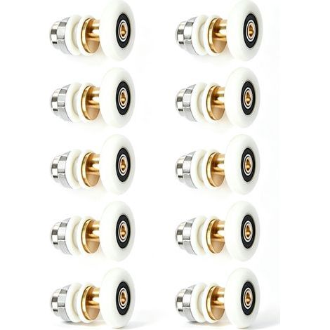 Roulettes de porte de douche 27mm – Lot de 10 pièces – Nylon et cuivre – Pour portes en verre 10-12mm – Installation facile (1/5)