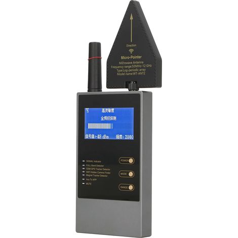 Drahtloser Signaldetektor 50 MHz bis 8 GHz, maximale Reichweite 10 m, LED-Anzeige, Kamera- und Abhörgerätefinder (1/5)