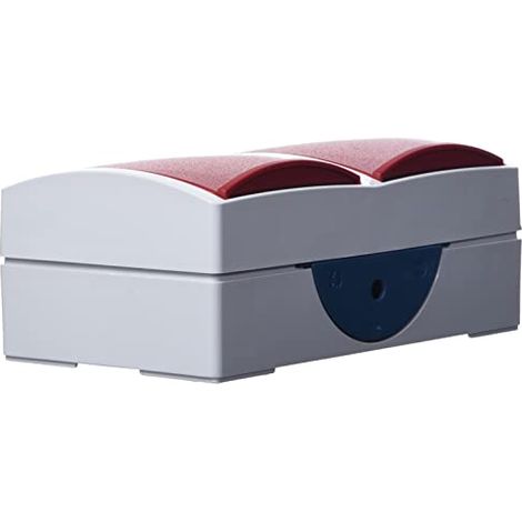 Busch-Jaeger Presa doppia SCHUKO® con campo di etichettatura con coperchio incernierato 16 A grigio/blu-verde/rosso - ocean® (20/2 EW/DVN-53), 2CKA002084A0700 (1/4)