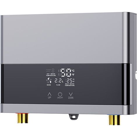 6000-W-Durchlauferhitzer, intelligente Temperaturregelung 30–55 °C, elektrisches Modell mit Tankspülen und LED-Beleuchtung