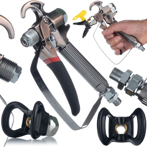 Rosfix Farbspritzpistole TurboJet TJ1 – 1/4" Anschluss  Präzisionsstahl, 488 g  Ergonomisch & Langlebig  Für Graco, Wagner, Titan  Zubehör für Airlessgeräte