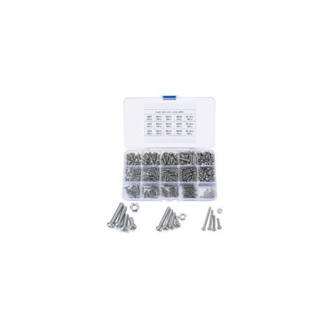 480-teiliges Schrauben- und Mutternset, M2/M3/M4 Rundkopf-Edelstahlschrauben und -muttern, Innensechskantschrauben und -muttern für Maschinen und Möbel - Crezuo