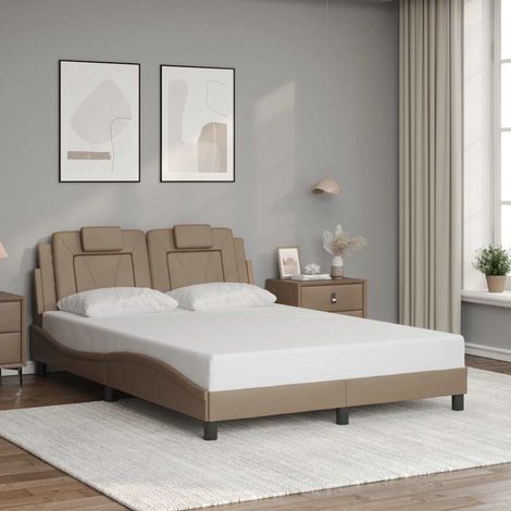 Cadre de lit avec tête de lit en similicuir cappuccino 120 x 200 cm, sans matelas - PANGIVO (1/5)