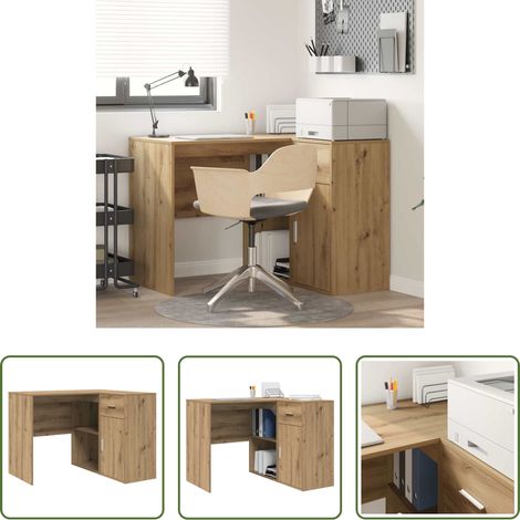 vidaXL Rangement bureau - Bureau d'angle avec tiroir Chêne artisanal 102 x 88 x 75 cm (1/5)