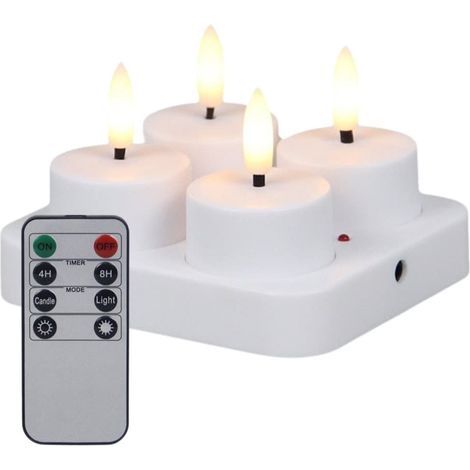 Lot de 4 Bougies LED Rechargeables Sans Flamme, Télécommande, Minuterie et Station de Charge, Décoration Mariage et Noël (1/5)
