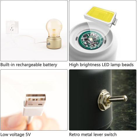 Lampe de nuit rechargeable, petite et portable, pour protéger les yeux et créer une ambiance chaleureuse dans la chambre. (1/2)