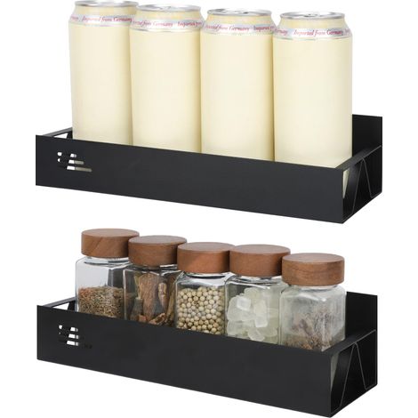 Étagère Magnétique, 2 Pièces Etagère Réfrigérateur, Etagere Frigo, Range Epice pour Rangement et Organisation de la Cuisine, Sans perçage, Bonne Respirabilité (1/5)