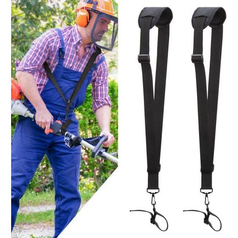 2 verstellbare Schultergurte - Freischneider- und Rasenmähergeschirr mit langlebigem Nylon-Gürtel (Schwarz)