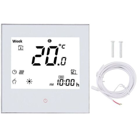 Thermostat de chauffage électrique Programmable, écran tactile LCD, contrôleur de température PC et ABS pour la maison, blanc, AC 95-240V (1/5)