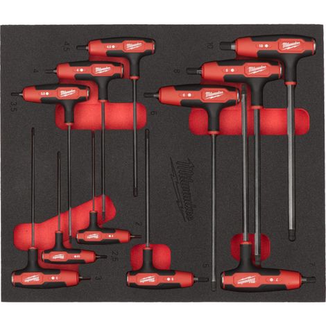 MILWAUKEE WKŁADKA PIANKOWA Z KLUCZAMI HEX Z UCHWYTEM COMFORT GRIP- 11 szt.