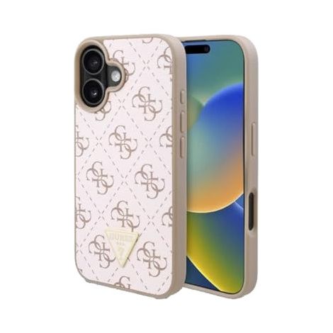 Coque rigide blanche Guess GUHCP16MPG4GPH pour iPhone 16 Plus 6,7" (nouvelle coque triangulaire 4G)