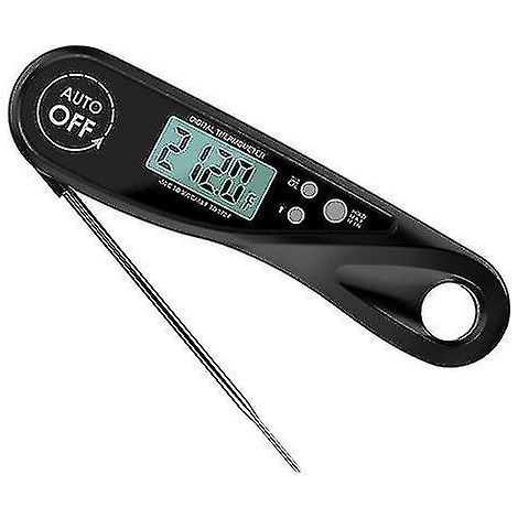 Thermomètre à viande à lecture instantanée, thermomètre de cuisson numérique, thermomètre alimentaire avec écran LCD rétroéclairé et sonde longue pliable.-AquaForge
