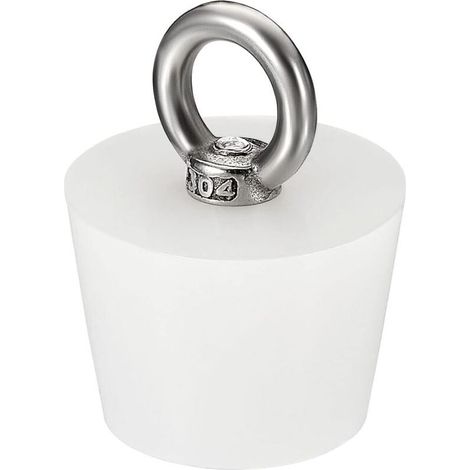 Bouchon Conique Bouchon en Caoutchouc de Silicone 28mm à 30mm Bouchon de Baignoire Solide avec Anneau pour Tubes à Essai, Conduite d'Eau, Trou de Drainage, Blanc (1/3)