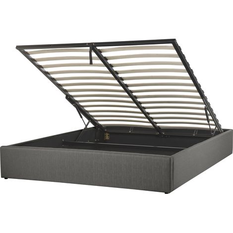 Cama con somier de poliéster gris oscuro 160 x 200 cm sin cabecero almacenaje Dinan