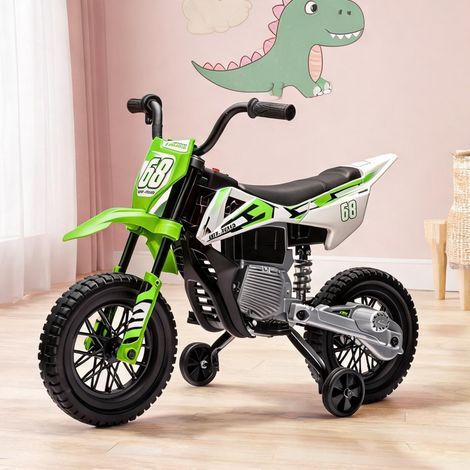 Moto électrique enfant 12V verte avec musique et roues (1/5)