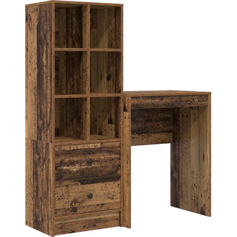 2 pcs Bureau d'ordinateur, Bureau d'étude avec tiroir et étagère Bois ancien fr41 - Maison La Vie (1/5)