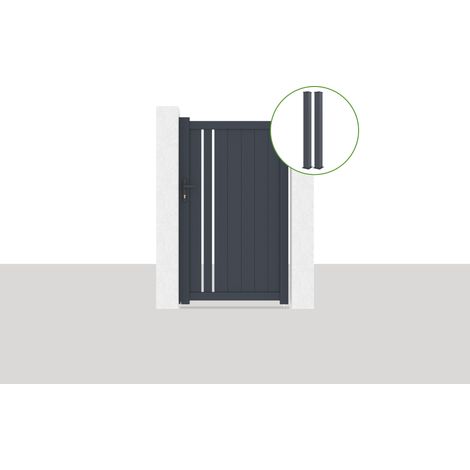 Pack Portillon 1m GIONA H.1,8m + 2 poteaux EIFEL H.190cm Gris (1/5)