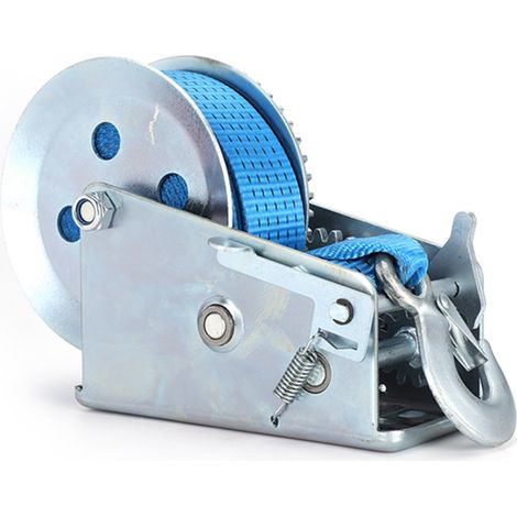 Treuil manuel robuste 3500 lb avec sangle de 10 m, bleu, pour VTT bateau remorque outillage (1/5)