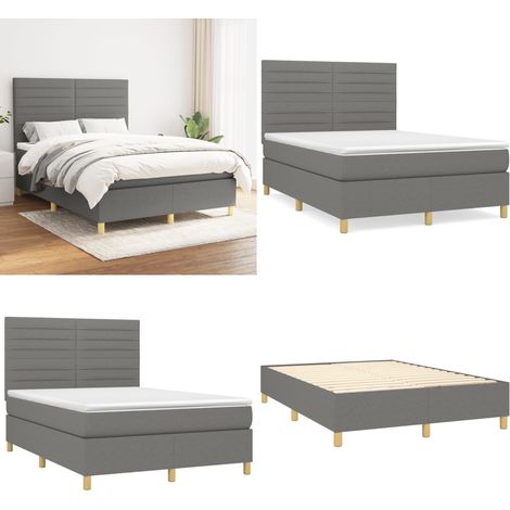 Boxspringbett mit Matratze Dunkelgrau 140x200 cm Stoff - Boxspringbett - Doppelbett - Schlafsystem - Bettrahmen - Matratze - Home & Living (1/5)