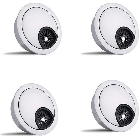 Lot de 4 œillets de câble Ronds en métal pour Bureau d'ordinateur - 60 mm - Gris (1/5)