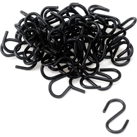 100 ganci a S da 2,5 cm, mini ganci decorativi in ferro neri, piccoli ganci a S per appendere gioielli, utensili da cucina, piante, neri. (1/5)