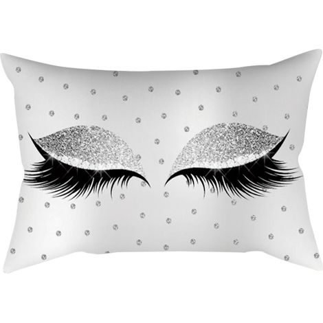 Coussin décoratif motif cils en polyester pour bureau, voiture, café - Housse (I) (1/5)