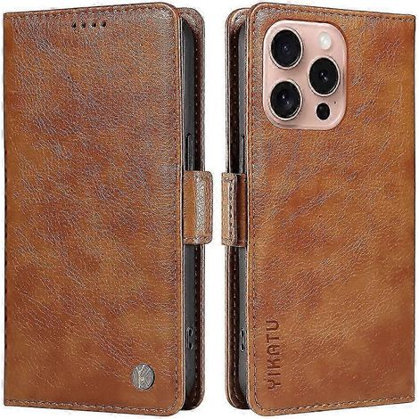 Compatible avec iPhone 16 Pro. Étui portefeuille en cuir texturé litchi. Fermeture magnétique latérale. Idéal comme cadeau. Compatible avec G. (1/5)