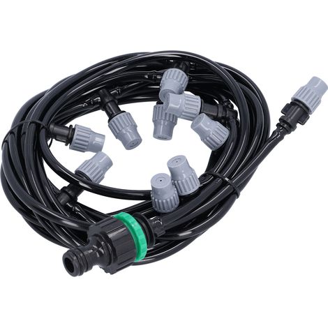 Tuyau d'irrigation 4/7 de 10 m / 32,8 pi avec 10 buses de brumisation pour jardin, serre et terrasse (1/5)
