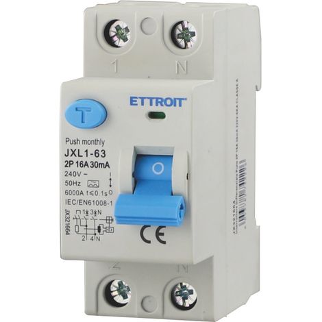 ETTROIT INTERRUTTORE MAGNETOTERMICO DIFFERENZIALE PURO SALVAVITA PER BARRA DIN 2 MODULI 2P 16A 220VV 30mA 6KA CLASSE A (1/3)