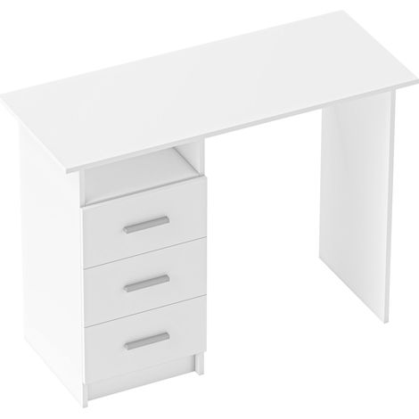 GagaBureau d'ordinateur avec 3 tiroirs et étagère ouverte, bureau informatique, style moderne, 100 x 40 x 75 cm, blanc (1/5)