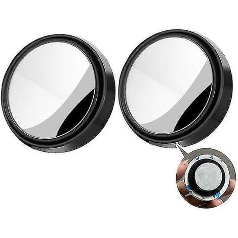 Nouveau lot de 2 rétroviseurs auxiliaires à ventouse pour voiture, rotation à 360°, grand angle, cadre rond, avec surveillance des angles morts - Noir (2 pièces) (1/5)