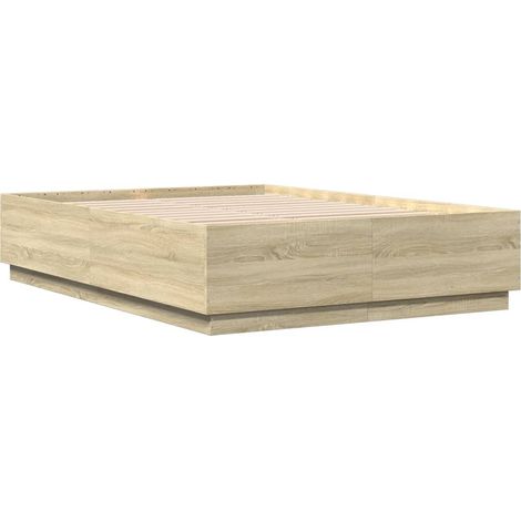 Estructura cama con luces LED madera roble Sonoma 140x200 cm vidaXL
