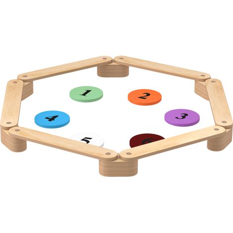 Poutre d'équilibre en bois pour enfants parcours de motricité modulable 6 pièces pour intérieur et extérieur naturel