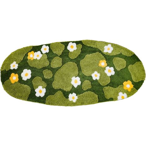 Tapis De Bain En Velours - Tapis À Motif Mousse Verte 50x100 Cm - Pour Salle De Bain Douche Baignoire - 1 Pièce (1/5)
