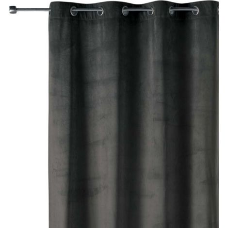 Rideau a oeillets effet velours 140 x 240 cm Velvetine anthracite (1/3)